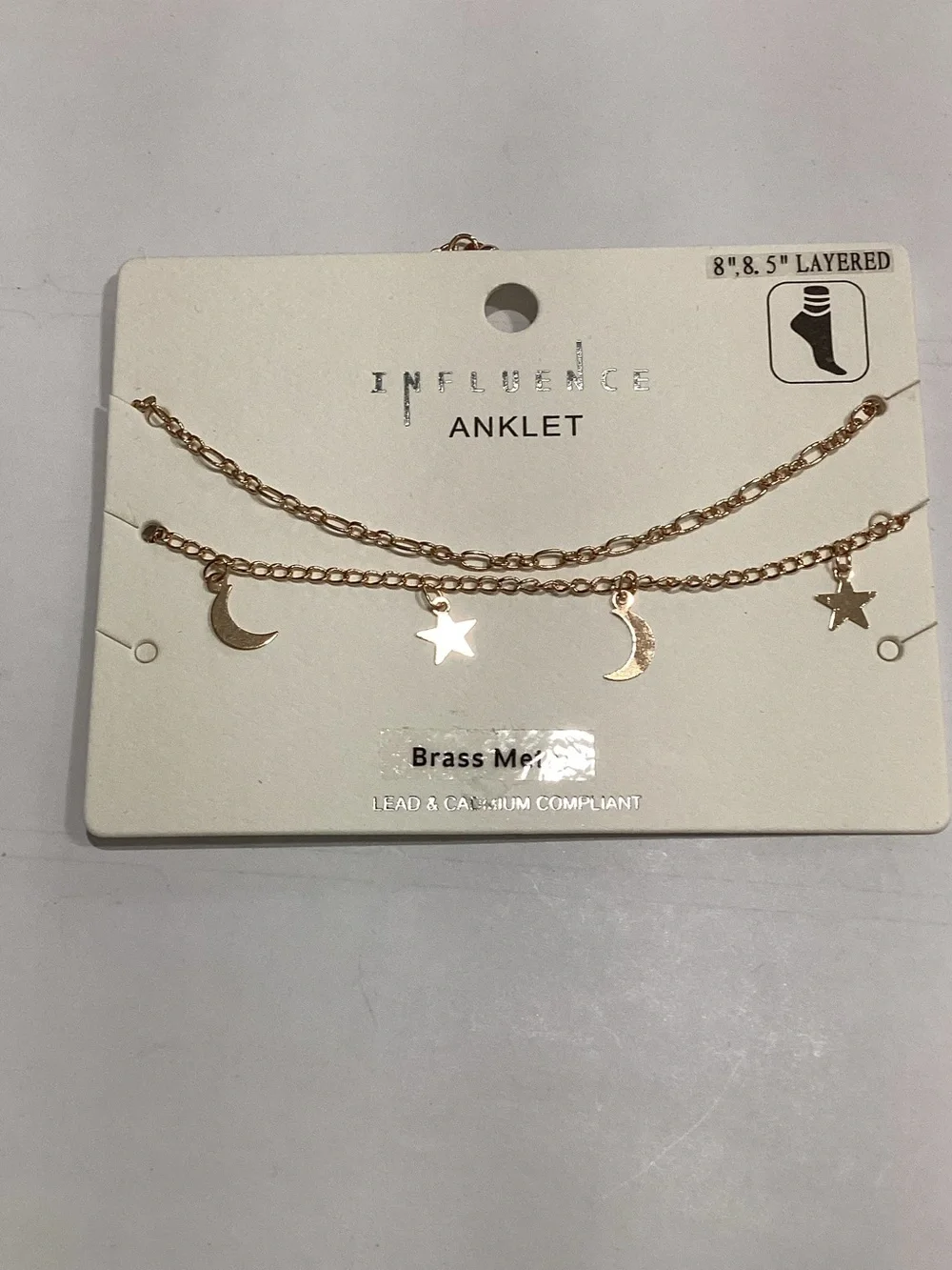 Gold Layered Moon and Star Anklet